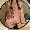 Nueva colección primavera y otoño 2027: conjunto de pijama de manga larga para mujer, moderno y elegante, ropa de estar cómoda y holgada