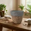 Cesta de Flor de Palha Feita à Mão Balde Abraço Conjunto Cesta Decoração de Mesa Ornamento Rattan Cesta de Armazenamento de Plantas Verdes Cesta de Flores para Madrinha