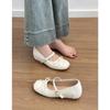 Aumento Interno de Altura Plateado 5cm Zapatos Planos de Boca Baja para Mujer Zapatos Mary Jane con Lazo Zapatos de Ballet Franceses