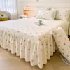 Faldón de Cama de Gasa de Doble Capa Engrosado Pieza Única Universal para Todas las Estaciones No es Sábana de Cama 100% Algodón Puro con Dobladillo Fruncido Cubierta Inferior fea Cubierta de Faldón de Cama