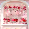 Decoraciones de ambiente en forma de corazón de rosa para el Día de San Valentín Pegatinas electrostáticas para puertas y ventanas de vidrio 2026