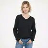 Suéter de punto de marca de moda de comercio exterior transfronterizo de Amazon MAX original con cuello en V de color sólido color dopamina de cuello redondo para mujer