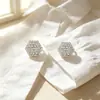 Botões de Punho Redondos Listrados de Cor Contrastante Totalmente Cravejados de Strass para Camisa Feminina, Punho de Camisa, Decoração de Botão de Strass Brilhante para Banquete, Vestido de Noite
