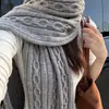 Dinero Propio del Propietario ~ Incluye Bufanda Grande de Hilo Retorcido 10% Lana para Mujer, Nueva Bufanda Versátil de Punto de Cadena para Otoño e Invierno para Hombres y Mujeres
