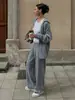 Conjunto de Suéter con Doble Cremallera y Solapa Estilo Old Money Europeo y Americano Transfronterizo Invierno 2026 Pantalones de Punto con Bolsillos