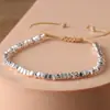 Pulsera tejida a mano de ángulo de corte 2x3 color plata Ajustable Pulsera de cuentas de plata rota Moda para mujer Joyería exquisita