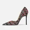 Novedad Primavera y Otoño 2026 Estilo Socialité Rosa Zapatos de Tacón Alto con Punta Tejida para Mujer Tacón Fino Boca Baja Zapatos de Salón Versátiles para Banquetes
