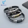 Pulsera de Acero de Titanio para Mano Transfronteriza Pulsera de Acero Inoxidable y Silicona para Hombre Moda Hip-Hop Pulsera de Personalidad Venta al por Mayor