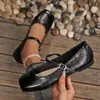 Zapatos Planos Mary Jane de Punta Cuadrada Suaves para Mujer 2026 Nuevo Estilo Retro Marrón Primavera Verano con Faldas Zapatos Mary Jane