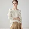 Suéter de Cachemira para Mujer Estilo Casual, Cuello Redondo, Patrón Jacquard Hueco, Suéter de Punto de Manga Larga, Corte Holgado, Cálido para Otoño e Invierno