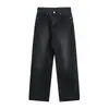 Nuevos pantalones vaqueros rectos holgados con pliegues tridimensionales para hombre de Rumeng, pantalones casuales de pierna ancha de cintura alta a la moda para otoño