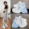 Verano Blanco Suela Gruesa Versátil Casual Deportivo Blanco Populares Zapatos de Mujer Zapatos de Papá Mujer 2025 Primavera y Otoño Nuevo Estilo