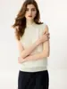 Nuevo chaleco de punto de cachemira para otoño e invierno, suave y cómodo, color liso, sin mangas, cuello semi alto, engrosado, adecuado para el uso diario de mujeres