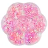 Conjunto de Caixa de Flores de Ameixa Pérola Artificial Semicírculo Ab Colorido Patch para Unha de Base Plana Cor Mista Acessórios de Joia Capa de Celular DIY
