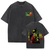 Camiseta con Estampado Gráfico Retro Lavada de Bob Marley One Love Reggae, Hombres, Mujeres Camiseta de Algodón Casual Retro, Hombres
