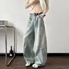 Calça Jeans Rasgada Desconstruída Estilo Americano para Homens, Marca Tendência Retro High Street de Verão, Calça Casual Larga Solta Lavada