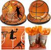 Tema Deportivo de Baloncesto Juego de Vajilla para Fiesta de Cumpleaños Taza de Papel Plato de Papel Servilleta de Papel Cuchillo, Tenedor y Cuchara Decoración para Fiesta de Adultos
