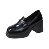 Zapatos de mujer de charol estilo francés con tacón grueso, nuevo modelo otoño 2026, zapatos de tacón alto para combinar con faldas, zapatos de cuero elegantes y a la moda para mujer