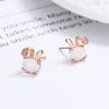 Aretes de botón de ópalo de conejo lindo de plata esterlina 925 para mujer, estilo coreano simple para combinar con todo, aretes para el cartílago de la oreja, joyería para la oreja con temperamento de personalidad