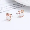 Lindos Aretes de Gato Conejo Piedra Ojo de Gato para Mujer Plata de Ley 925 Nuevo Estilo Coreano Moda Clavos de Oreja Joyería de Oreja Simple ins