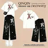 2026 Nuevo Estilo Conjunto de Dos Piezas para Niñas con Cuello Polo, Dibujos Animados, Manga Corta, Lazo de Verano, Encaje Personalizado, Pantalones Casuales de Pierna Ancha