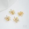 Florecilla de circonio 14K oro de bolsa flor rosa con forma de espaciador de doble fila de tres filas espaciador de tres agujeros accesorios para pulsera de perlas ensartadas DIY