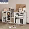 Gabinete Lateral de Noche Semi-Cerrado, Gabinete Largo, Gabinete de Almacenamiento de Noche para Dormitorio, Gabinete de Ocho Compartimentos, Estantería de Rejilla, Estante de Almacenamiento de Noche