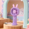 Mini Ventilador de Orelha de Coelho de Desenho Animado Modelo Novo 2026 com Base de Suporte, Carregamento USB, Ventilador Portátil de Resfriamento de Três Velocidades