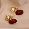 Novedad Pendientes Ovalados de Frijol Rojo Ankola Pendientes Vintage Maillard Moda Para Combinar Siempre Pendientes con Pasador de Plata 925