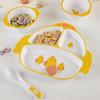 Cuenco para comer para niños, cuchara, taza, vajilla de melamina resistente a caídas, plato con compartimento para suplemento de comida para bebés con bonitos dibujos animados para el hogar