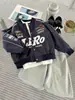 Chaqueta de Moda Estilo Motociclista para Niños, Chaqueta Deportiva Fresca de Bloques de Color para Niños, Prenda Superior Impermeable y Cálida Estilo Coreano para Niños Mayores