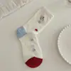 Calcetines Blancos de Gato de Dibujos Animados Lindos para Mujer, Calcetines de Media Pantorrilla, Calcetines Largos de Primavera y Verano, Calcetines Holgados, Calcetines de Algodón Coreanos Modernos sin Costuras