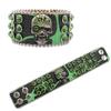 Pulsera de calavera con diamantes de imitación, personalidad, moda, versátil, pulsera de cuero PU, estilo hip hop punk, personalidad