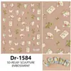 Redanco5D Embutido Popular Desenho Animado Adesivo para Unhas Bambu Verde Leque Dobrável Borboleta Adesivo Estéreo para Unhas Dr1584