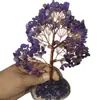 Árbol de cristal transfronterizo, árbol de la fortuna, cuenco del tesoro de cristal morado y amarillo, árbol de la fortuna para escritorio de trabajo en casa, planta de interior de cristal en maceta