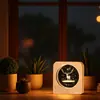 Luminária de Mesa Criativa de Cristal Luminoso com Artesanato de Gravação Interna 3D, Decoração de Base de Madeira, Presente, Presente de Aniversário