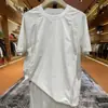 Camiseta Casual de Verão Versátil Confortável Respirável Fresca Gola Redonda Manga Curta Marca da Moda Patchwork Solta Versátil Estilo Minimalista Top