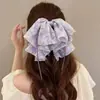 Grampo de Cabelo Pequeno com Laço Floral e Strass para Mulheres, Novo Estilo Primavera e Verão 2026, Acessórios de Cabelo para Prender Metade do Cabelo na Parte de Trás da Cabeça