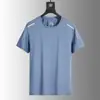 Camiseta Masculina de Seda de Gelo Manga Curta Verão Cor Sólida Solta Respirável Alta Elasticidade Secagem Rápida Esportiva Casual Camiseta Masculina de Manga Curta
