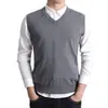 Suéter de punto para hombre de otoño e invierno, cuello en V, jersey, juvenil, sin mangas, transfronterizo, chaleco suéter para hombre, chaleco, venta al por mayor