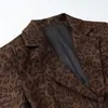 Ropa de otoño para mujer estilo europeo y americano 2026, elegante chaqueta blazer retro con estampado de leopardo para dama 1185