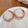 Pendientes Redondos de Múltiples Capas Retro de Lujo Ligero con Aceite Vertido Sentido del Diseño Personalidad Pendientes de Aro Versátiles Nicho Sensación de Alta Gama Pendiente Exquisito