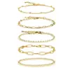 Pulsera de moda simple de venta caliente transfronteriza europea y americana, cadena cubana de metal elegante, aleación de cadena, traje de pulsera de múltiples piezas