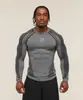 Traje de entrenamiento GYMSHARK estilo americano atlético de manga larga para exteriores, secado rápido, transpirable, elástico, cuello redondo, ajustado