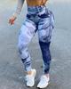 Calças leggings femininas de cintura alta elástica imitação jeans plus size fitness esportiva yoga
