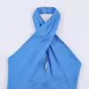 Vestido Midi Azul de Verão Feminino Estilo Europeu e Americano com Gola Halter 12602