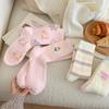 Calcetines de Lana Australiana para Mujer, Calcetines de Media Caña Rayados, Engrosados y Cálidos para Otoño e Invierno, Lindos y Dulces de Estilo Japonés, Calcetines de Felpa para el Suelo