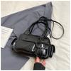 Bolso de Mano Pequeño de Moda Estilo Coreano Caliente para Mujer Textil Combinable para Viaje PU Color Sólido Bolso de Hombro