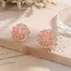 Pendientes de Botón de Cristal con Flores de Temperamento Dulce Super Hada Celebridad de Internet Lujo Ligero Moda Personalidad Suave Versátil Pendientes Retro Venta al por Mayor