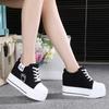 Zapatos de lona para mujer de suela gruesa con aumento de altura oculto, zapatos casuales, blancos, de tacón ultra alto, tipo muffin, versátiles, para estudiante, de una sola capa, tenis de cuña